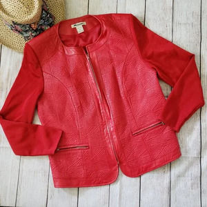 NYGARD COLLECTION red leather blazer jacket 0X